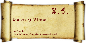 Weszely Vince névjegykártya